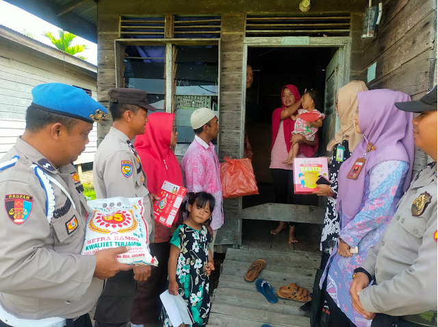 Polsek Merbau Bantu Makanan Penunjang Perbaikan Gizi Balita Stunting